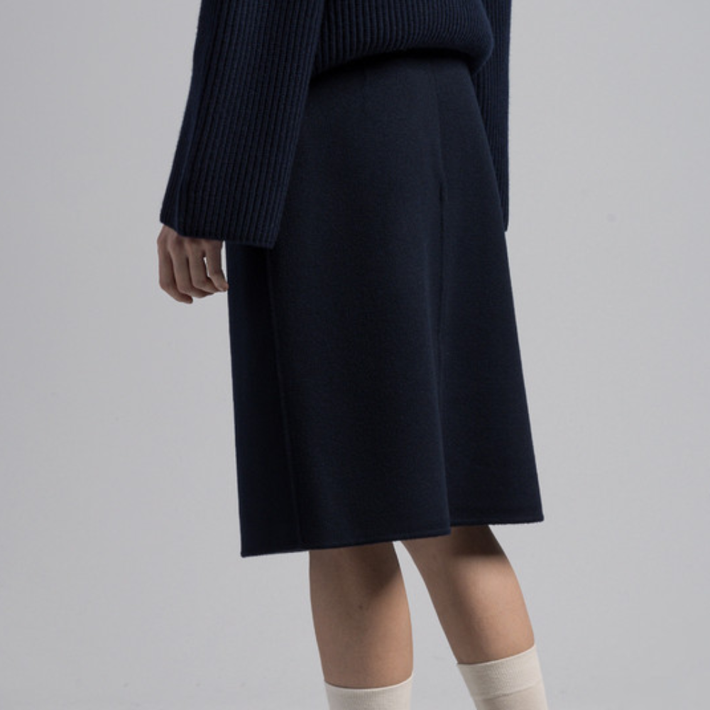 Toteme Navy Wool Midi Skirt Women WRTWBM119 FB0006