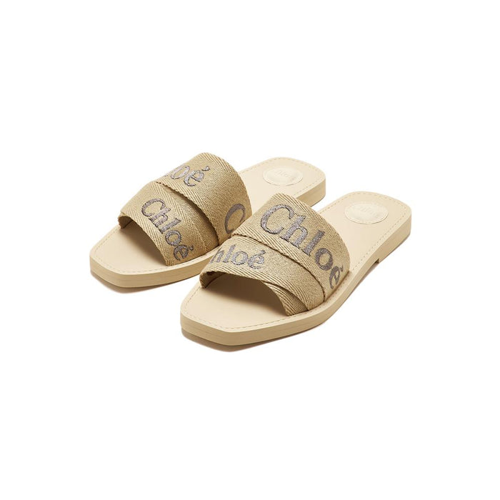 Chloe Woody Logo Strap Sandals Beige CHC25S188QT 2YC