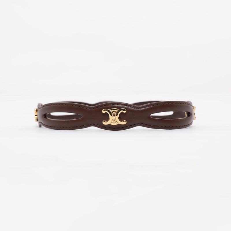 CELINE Triomphe Leather Choker Necklace