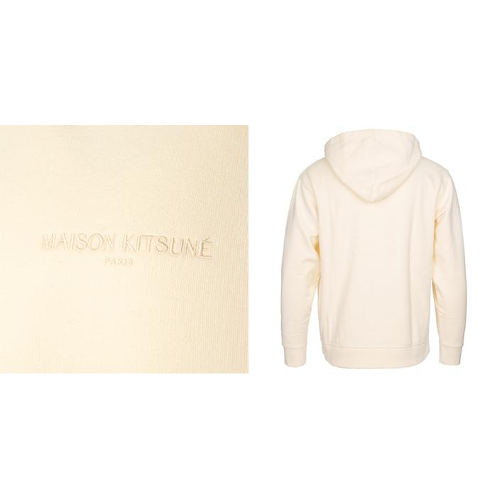 Maison Kitsune Ecru Fleece Embroidered Logo Hoodie