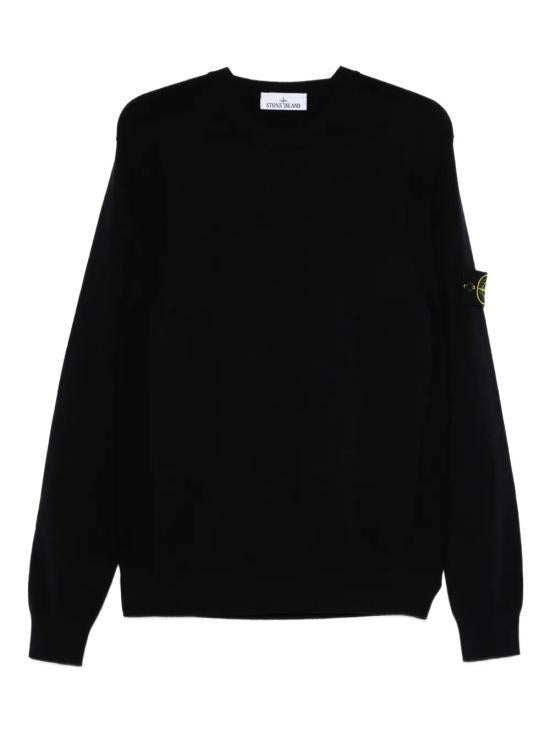 STONE ISLAND Lightweight Pure Wool Crewneck Sweater Black Men