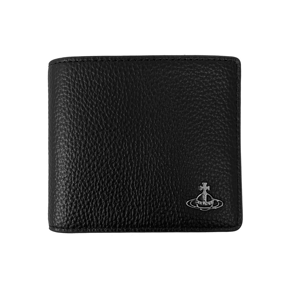 Vivienne Westwood Black Leather Bifold Wallet with ORB Logo