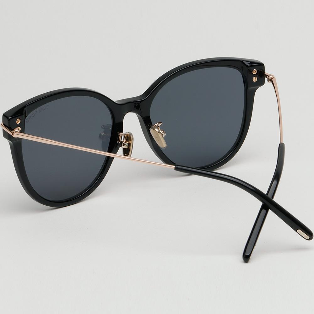 TOM FORD Black Round Acetate Oversized Asian Fit Sunglasses TF1142K 01A
