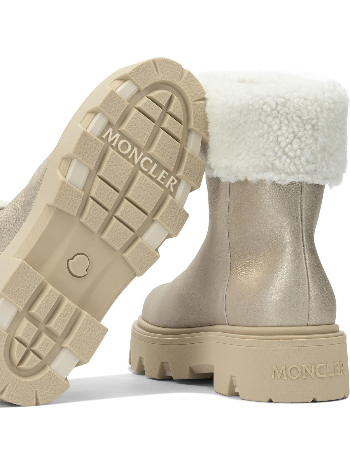 Moncler Black Leather AUREA Ankle Boots