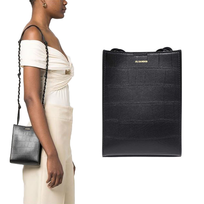 JIL SANDER Croc-Embossed Leather Tangle Small Crossbody Bag J07WG0001 P5359