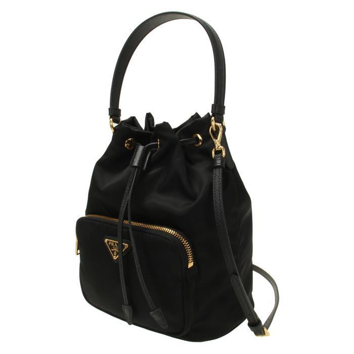 PRADA Re-Nylon Duet Bucket Bag Black Shoulder Bag