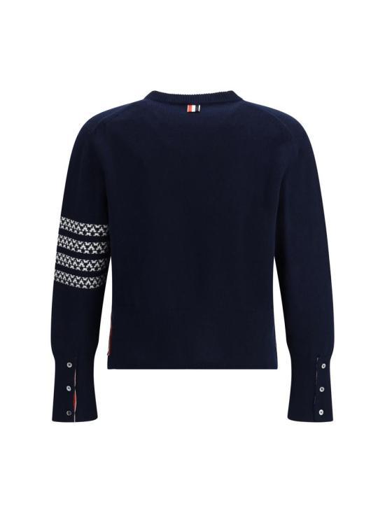 THOM BROWNE Navy Wool Round Neck Sweater Men’s MKA573A Y1029 415