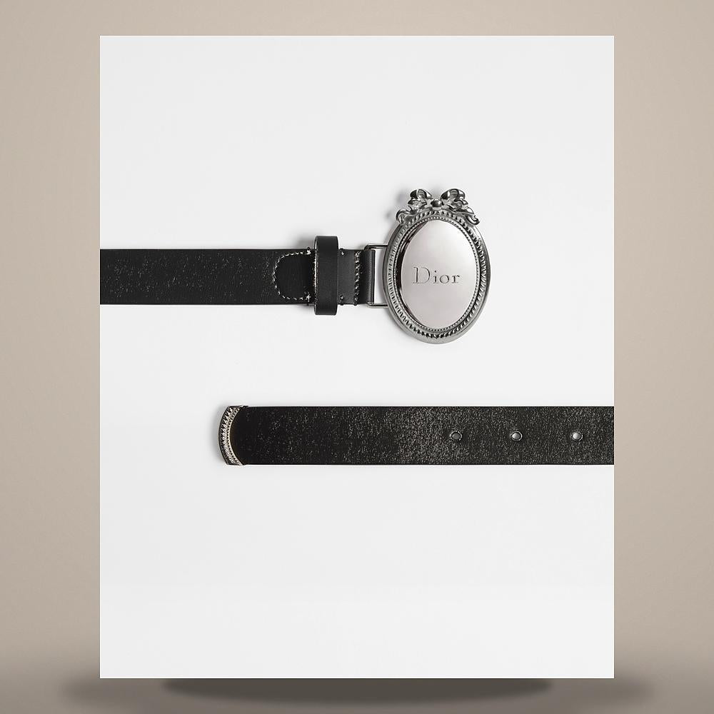DIOR Black Smooth Calfskin Medallion Belt 25mm B1022VGBK M900