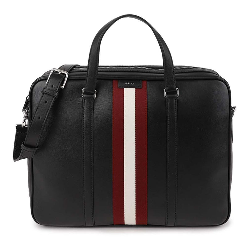 BALLY Black Leather Code Briefcase Tote Bag MAB01L VT825 U901P