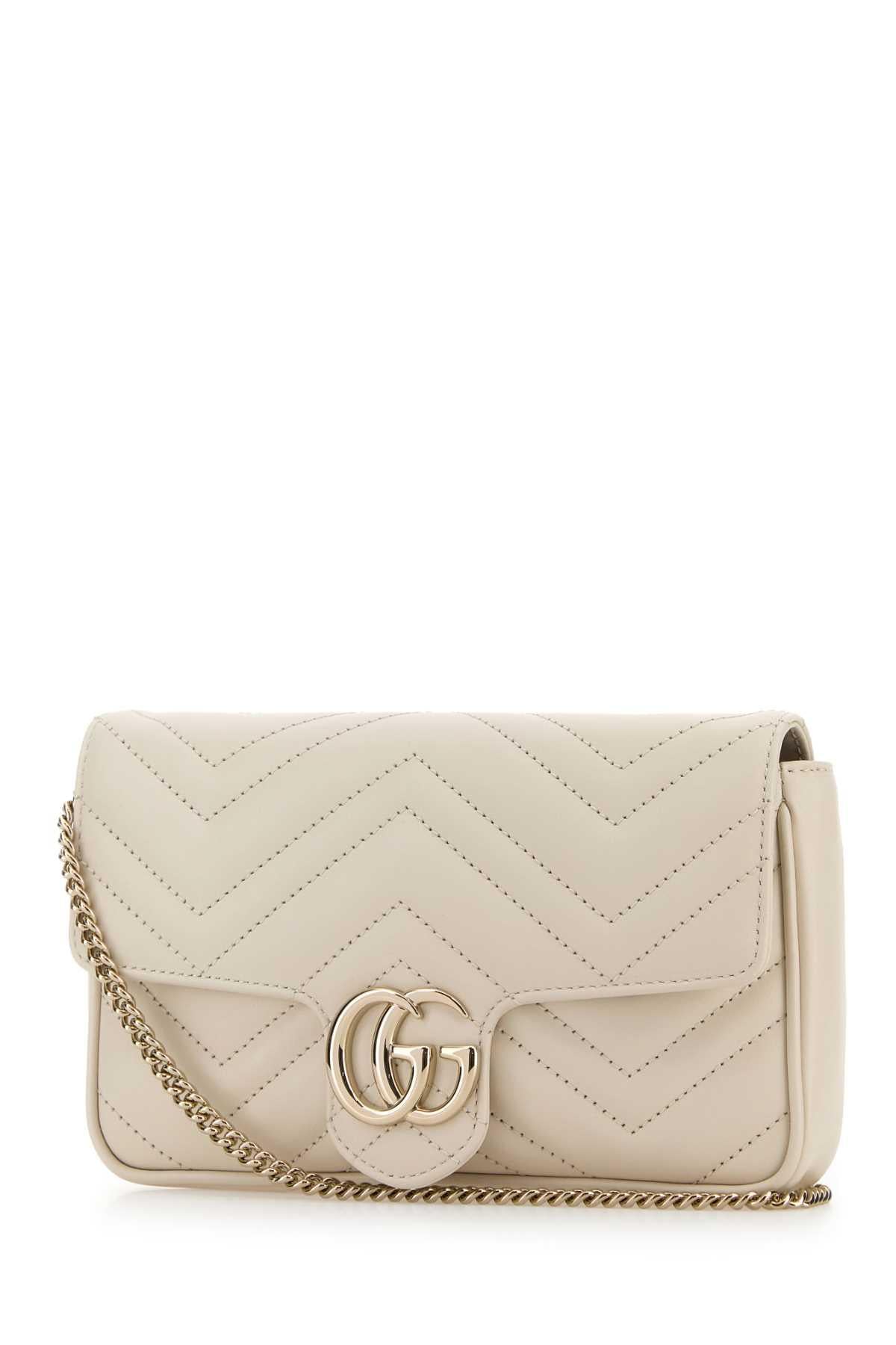GUCCI Leather Shoulder Crossbody Bag White