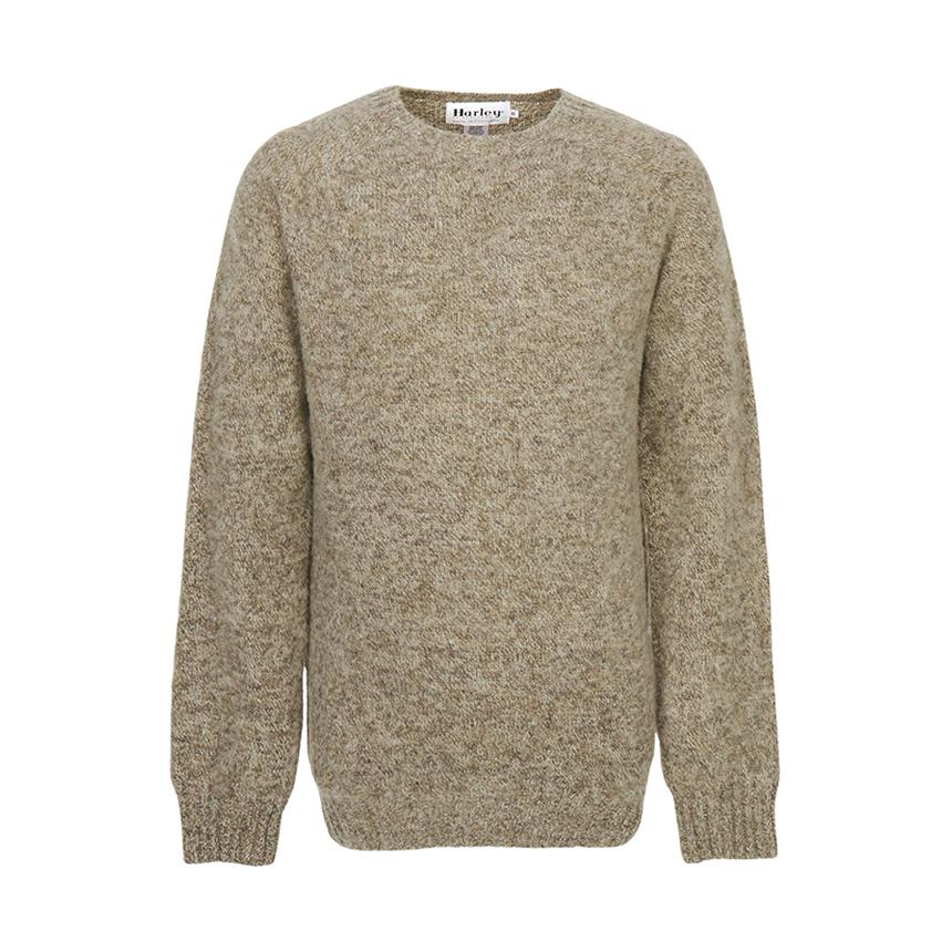 Harley OF SCOTLAND Shaggy Dog Wool Crewneck Sweater Mushroom Pebb M3834 7 PEBBLE