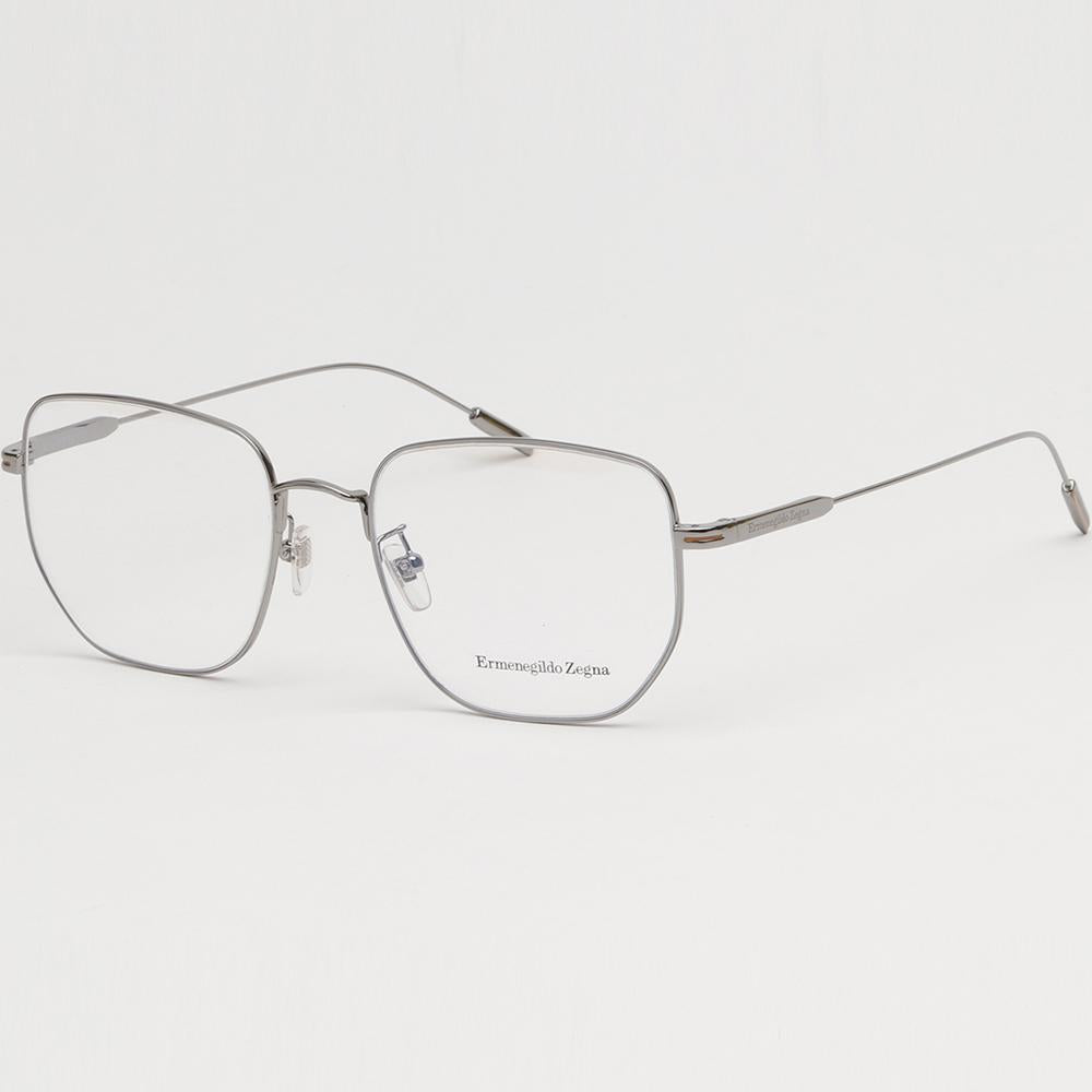 Zegna Silver Metal Geometric Eyeglass Frames Unisex EZ5222D 014