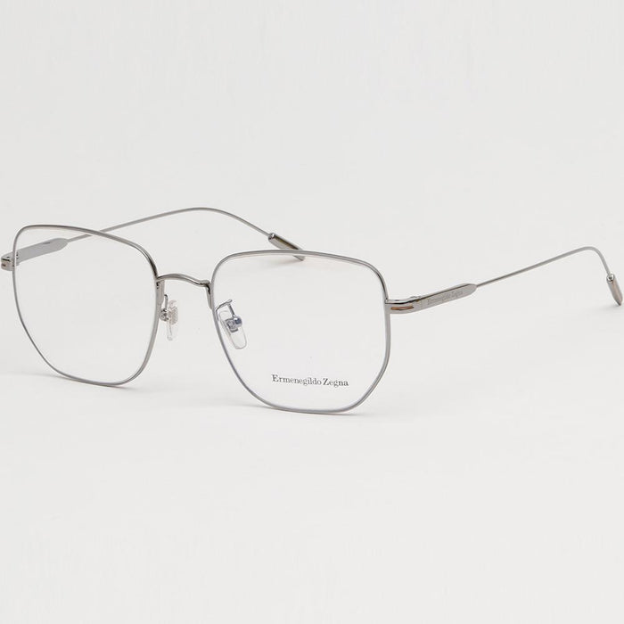 Zegna Silver Metal Geometric Eyeglass Frames Unisex EZ5222D 014