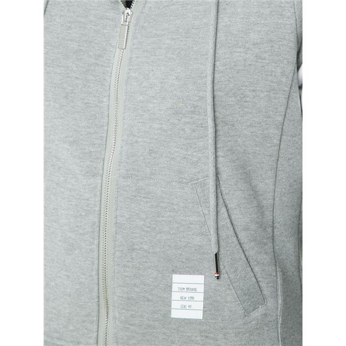 THOM BROWNE 4-Bar RWB Tab Zip Hoodie Gray FJT001A 00535 055