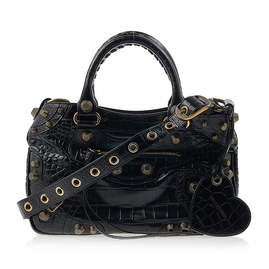 BALENCIAGA Neo Cagole M Leather Tote Bag Black Women’s