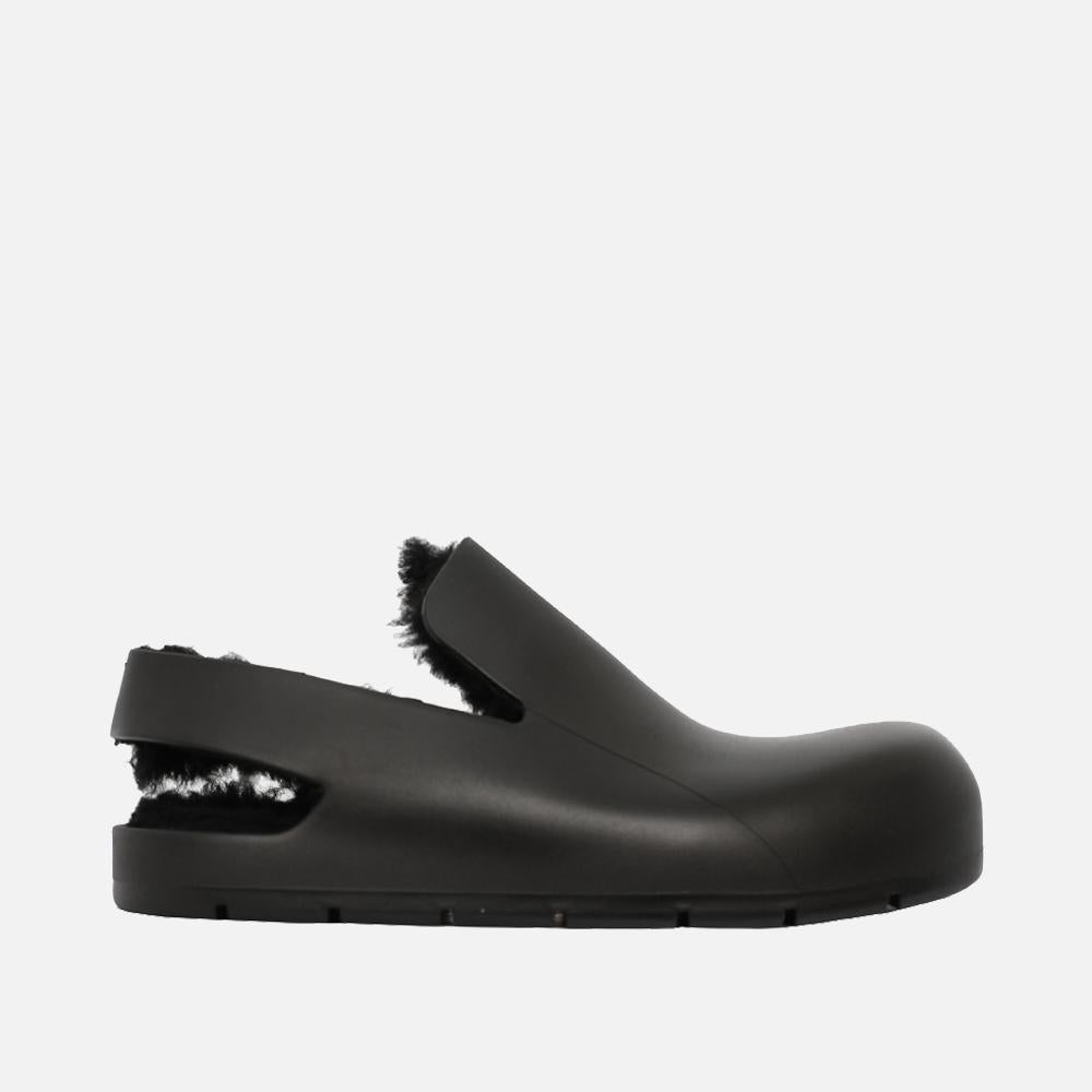 Bottega Veneta Shearling Rubber Slingback Sandals Women’s Black