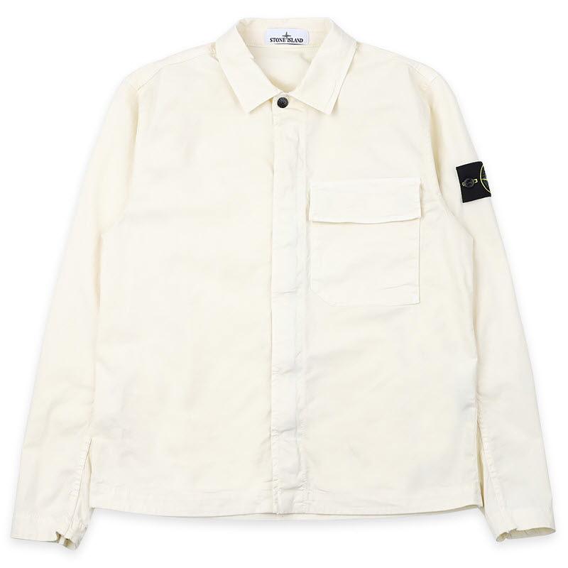 STONE ISLAND Men’s Overshirt Jacket Ivory with Patch L L1S15 1200013 S0A10 V0093