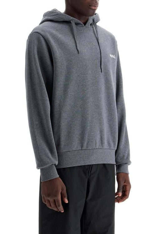 A.P.C. Anthracite Heather White Logo Hoode COHBRH27917TPR ANTHRACITE CHINE BLANC