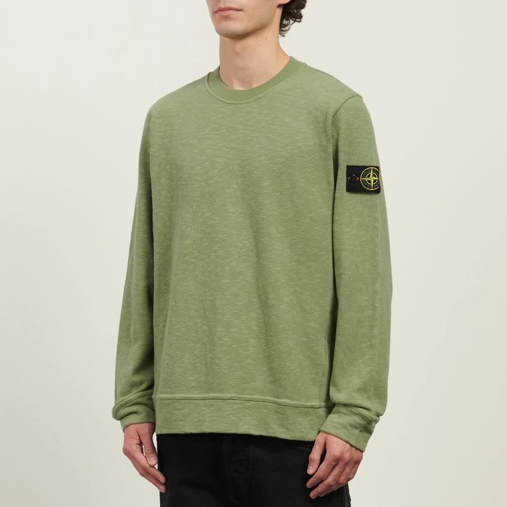 STONE ISLAND Heavy Cotton Jersey Crewneck Knit Sweater for Men