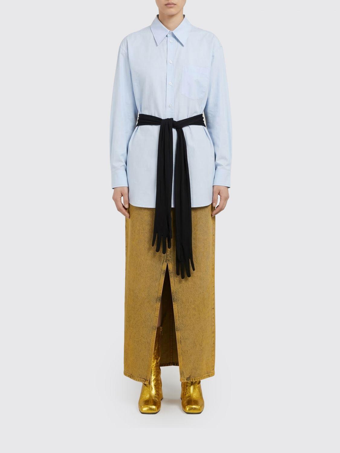 Maison Margiela Long Sleeve Button-Up Shirt Women’s Blue Cotton