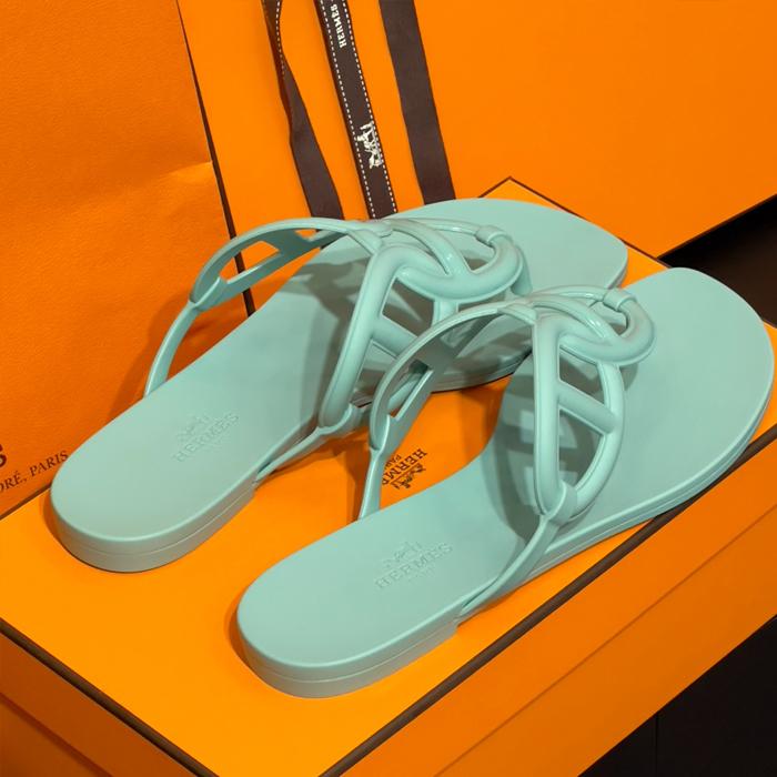 HERMES Egerie Jelly Mint Sandals for Women