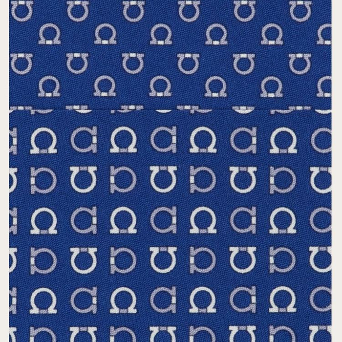 Ferragamo Gancini Print Silk Tie Marine Blue