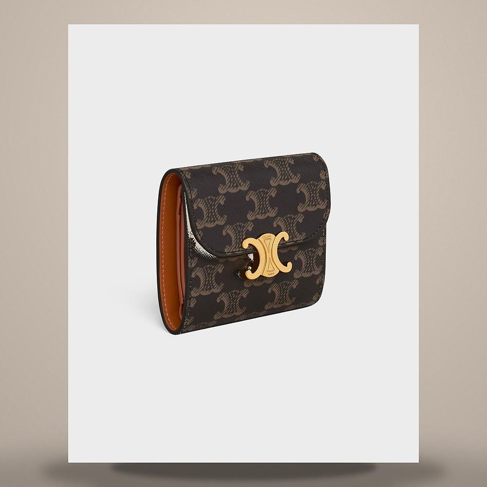 CELINE Triomphe Stamped Fine Card Holder Supple Grained Calfskin L100A2O54 GFS3