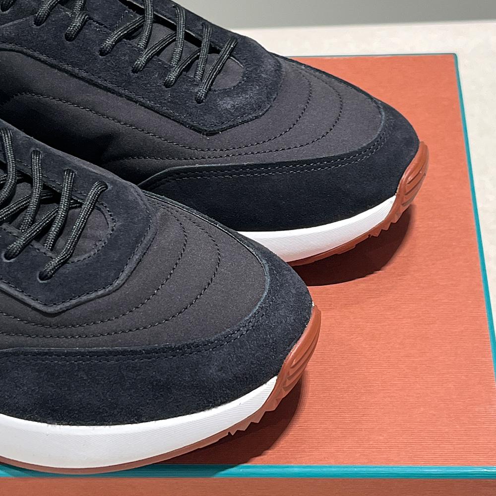 Loro Piana Storm Black Calfskin Weekend Walk Low-Top Sneakers