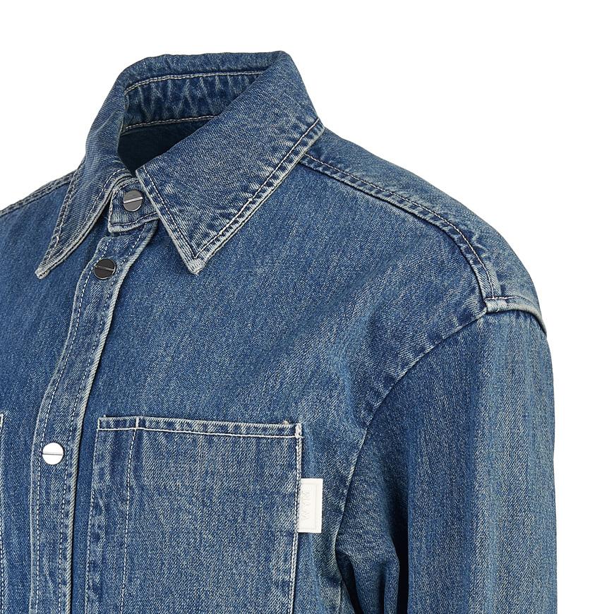 WOOYOUNGMI Blue Denim Back Logo Long Sleeve Shirt M243SH17 983L