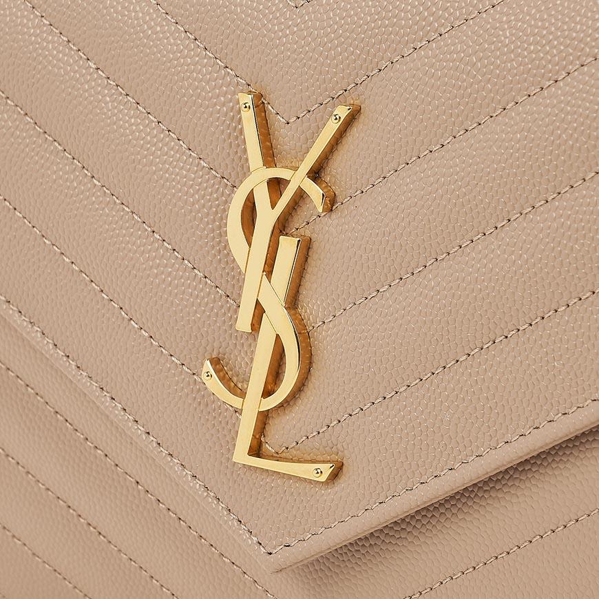 Saint Laurent Women Monogram Chain Wallet Shoulder Bag Black Leather