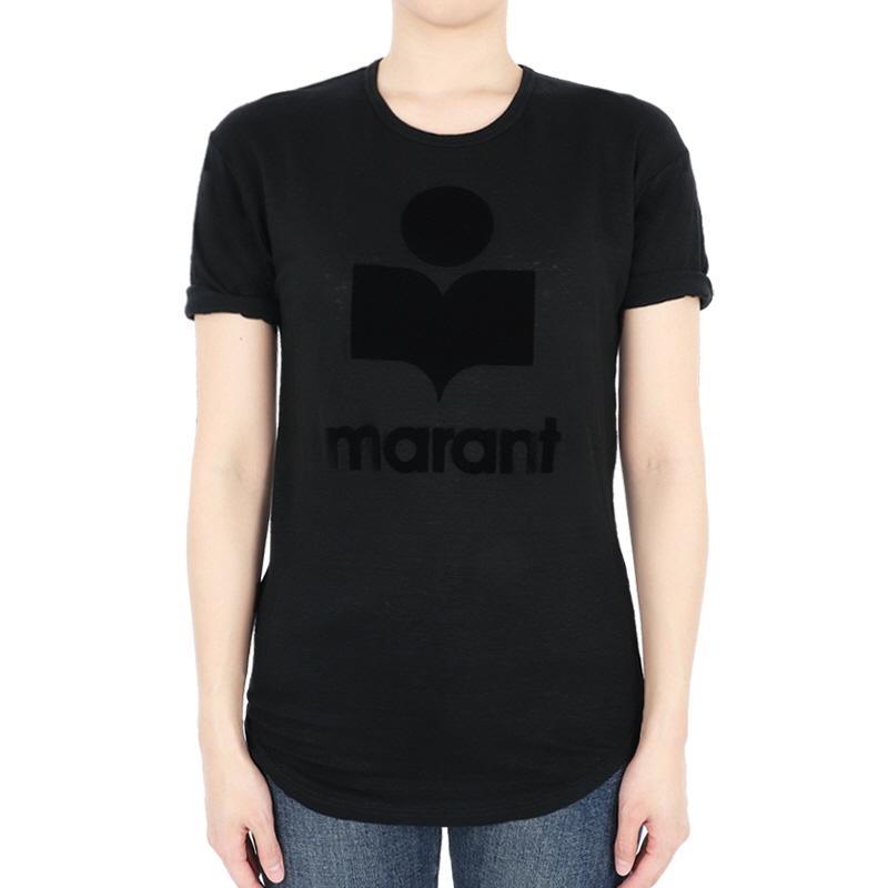 Isabel Marant Etoile Koldi Logo Short Sleeve T-Shirt Black Women