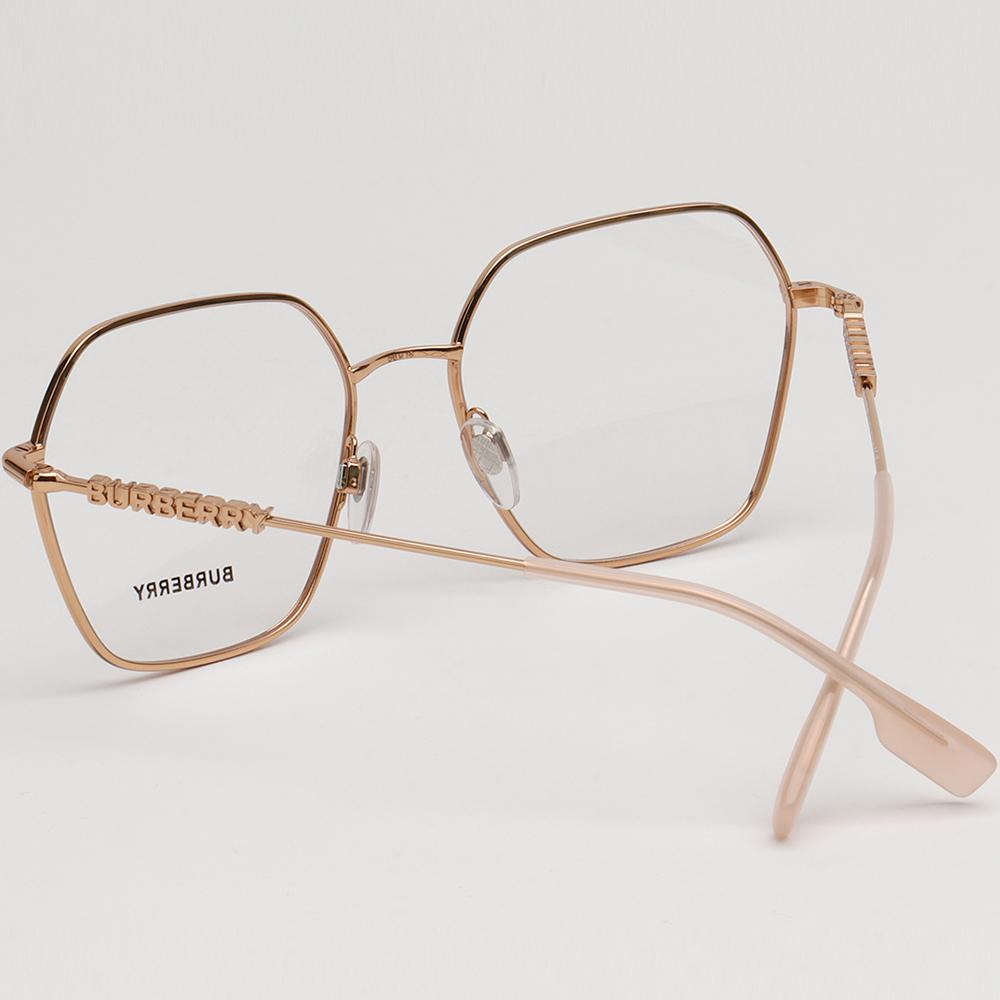 BURBERRY Gold-Tone Lightweight Geometric Frame Eyeglasses Unisex BE1381 1337
