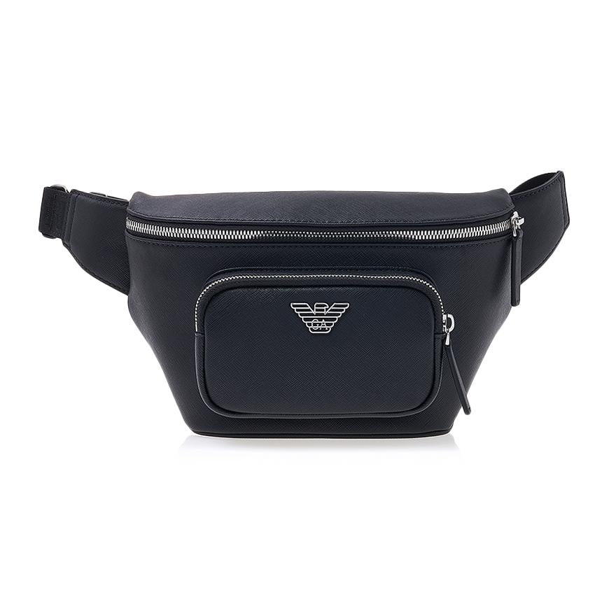 Emporio Armani Men’s Logo Belt Bag Crossbody Black Leather