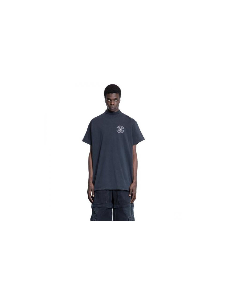 BALENCIAGA Logo Short Sleeve T-Shirt Gray Cotton Men