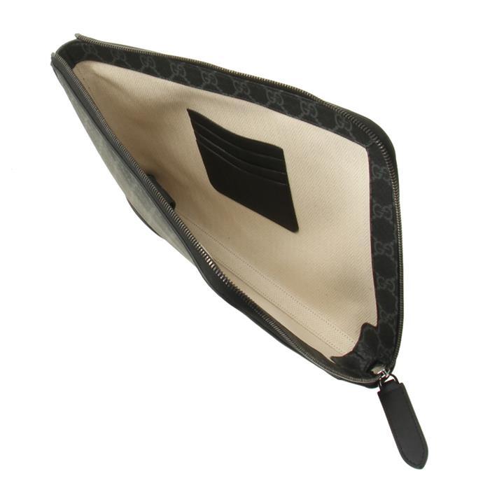 GUCCI GG Emblem Small Business Clutch Black Leather