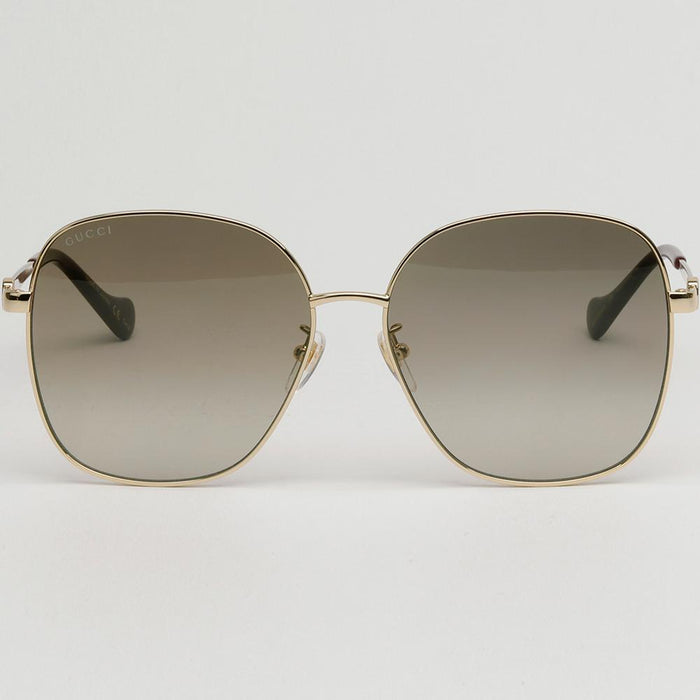 GUCCI Gold-Rim Square Oversized Asian Fit Sunglasses