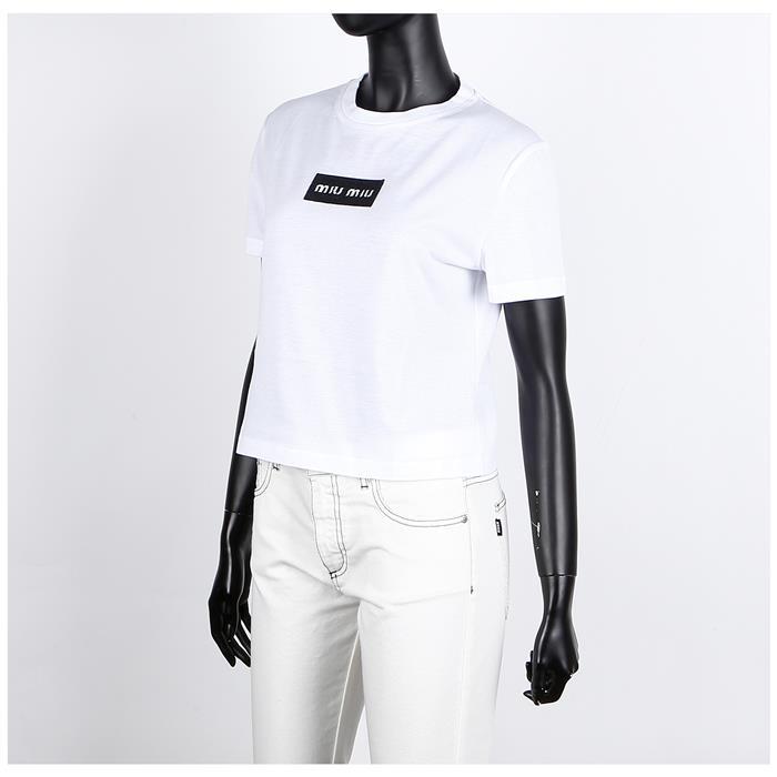 Miu Miu Cotton Jersey Short Sleeve T-Shirt MJN495 14AT F0009