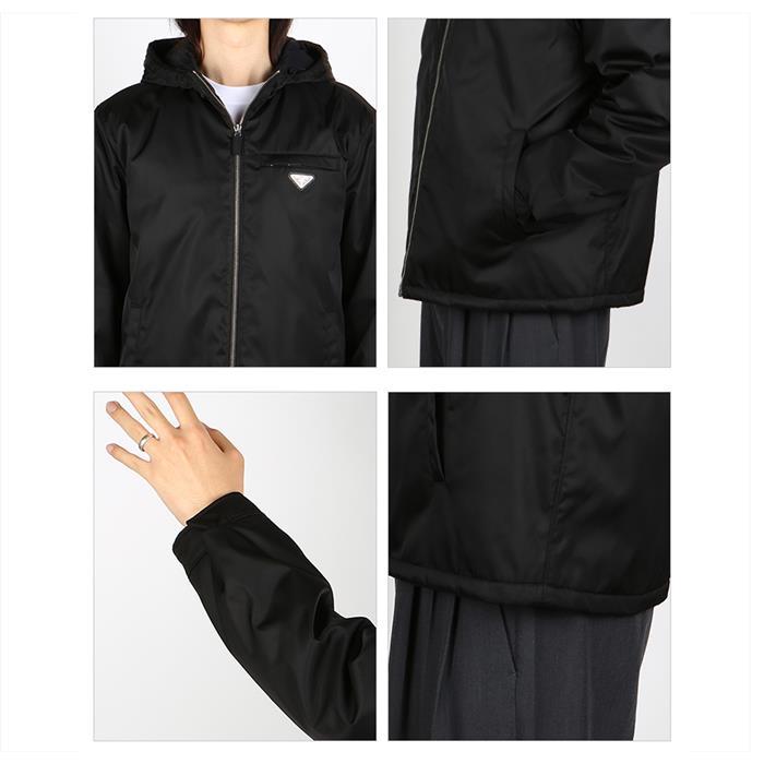 PRADA Logo Re-Nylon Hooded Jacket Black Men’s