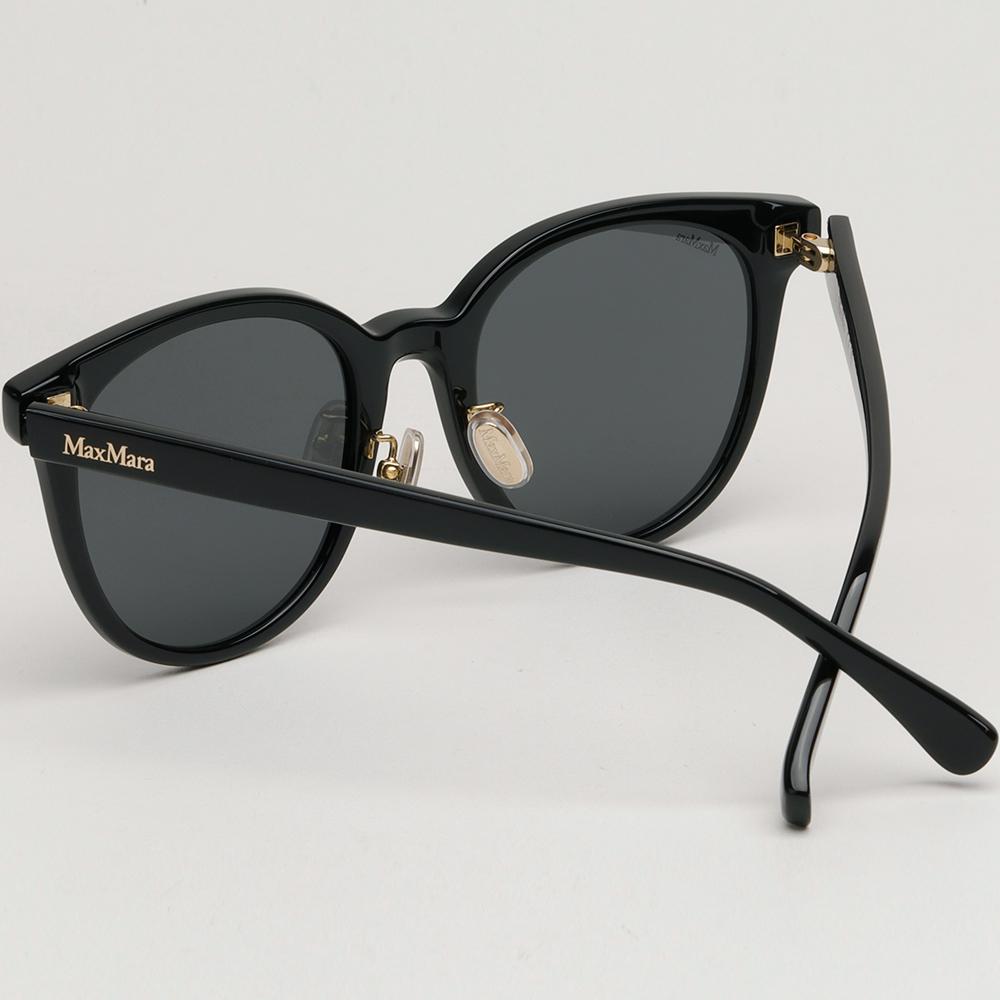 Max Mara Black Round Acetate Asian Fit Sunglasses MM0108K 01A