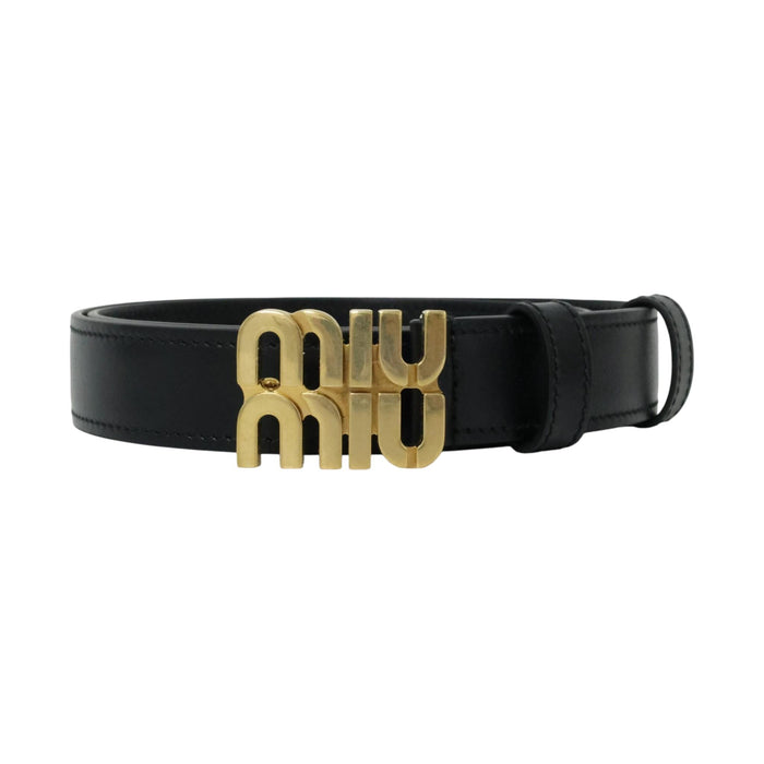 Miu Miu Logo Leather Belt Black Women’s Accessory