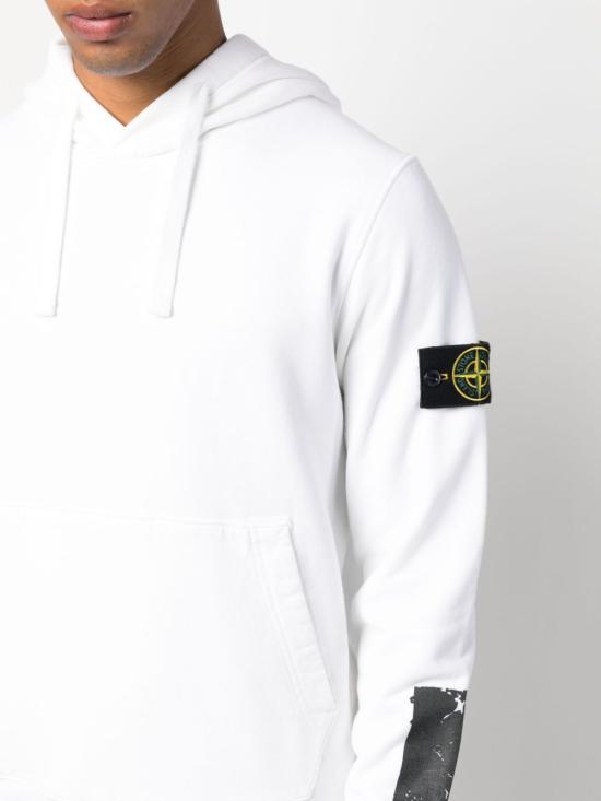 STONE ISLAND White Cotton Logo Hoodie Sweatshirt Women 791567461 V0001