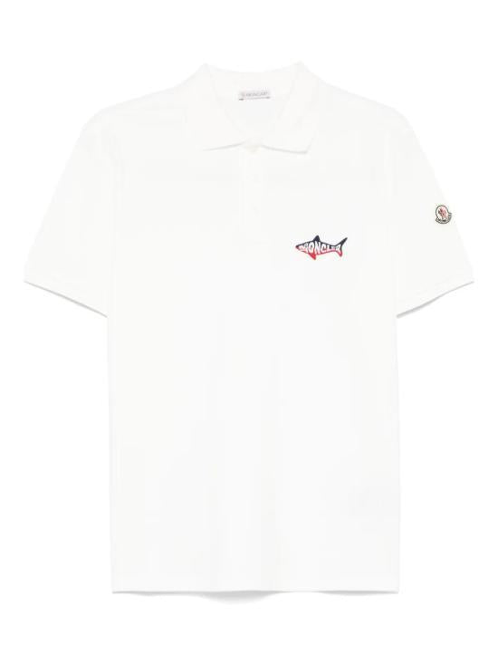 Moncler Cotton Logo Polo Shirt for Men 8A00012 89A16 034 WHITE DOM