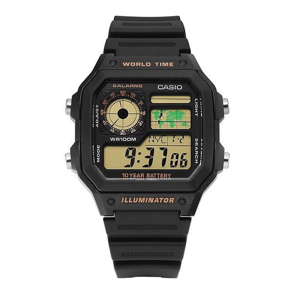 Casio Men's Black Resin Band Digital Watch AE 1200WH 1BVDF