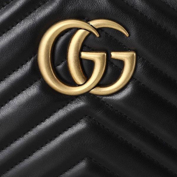 GUCCI Marmont Matelassé Black Leather Shoulder Bag