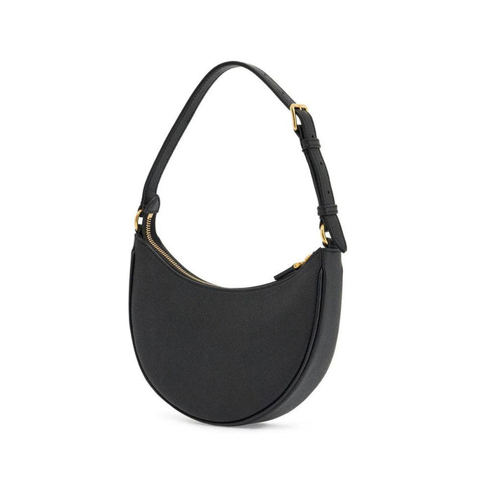VALENTINO Mini V Logo Shoulder Bag Black Leather