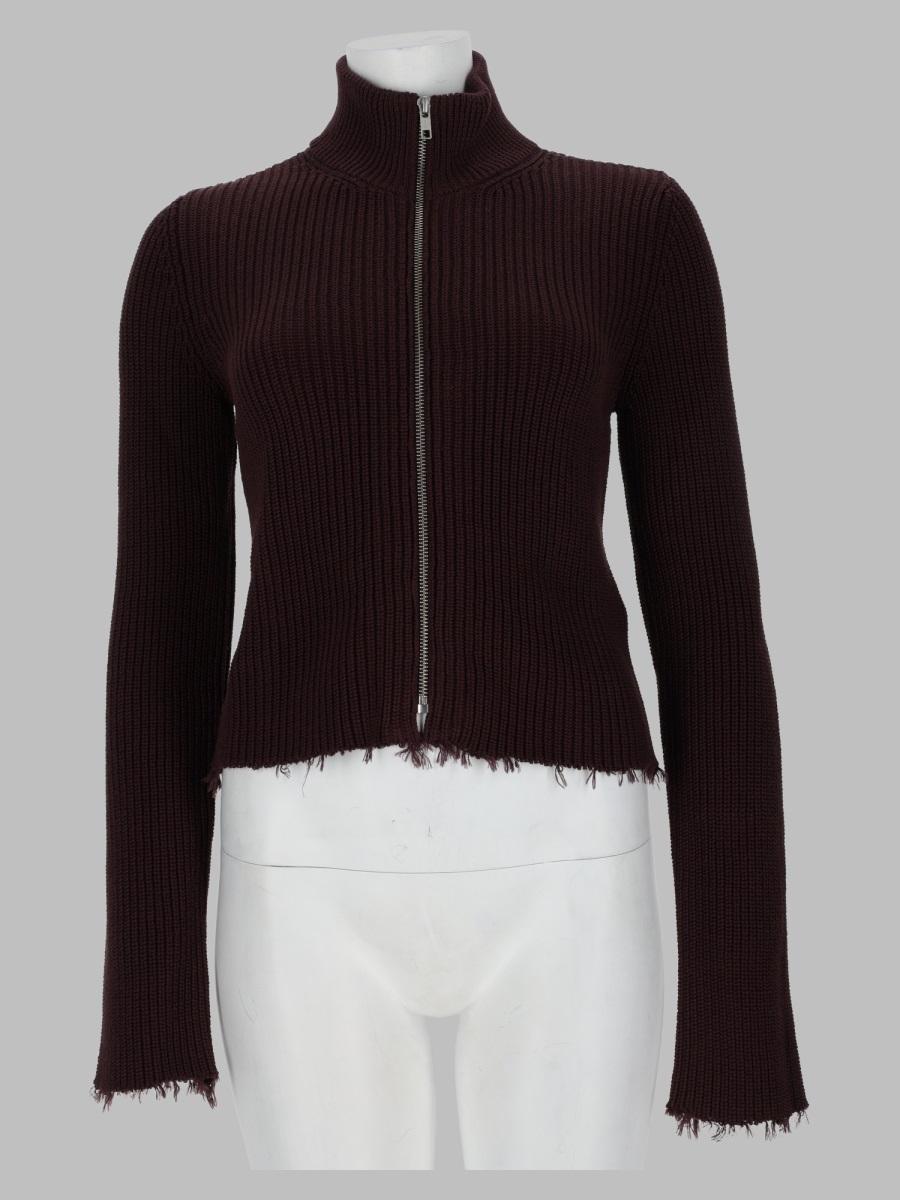 Maison Margiela Black Wool Zip-Up Cardigan Women’s