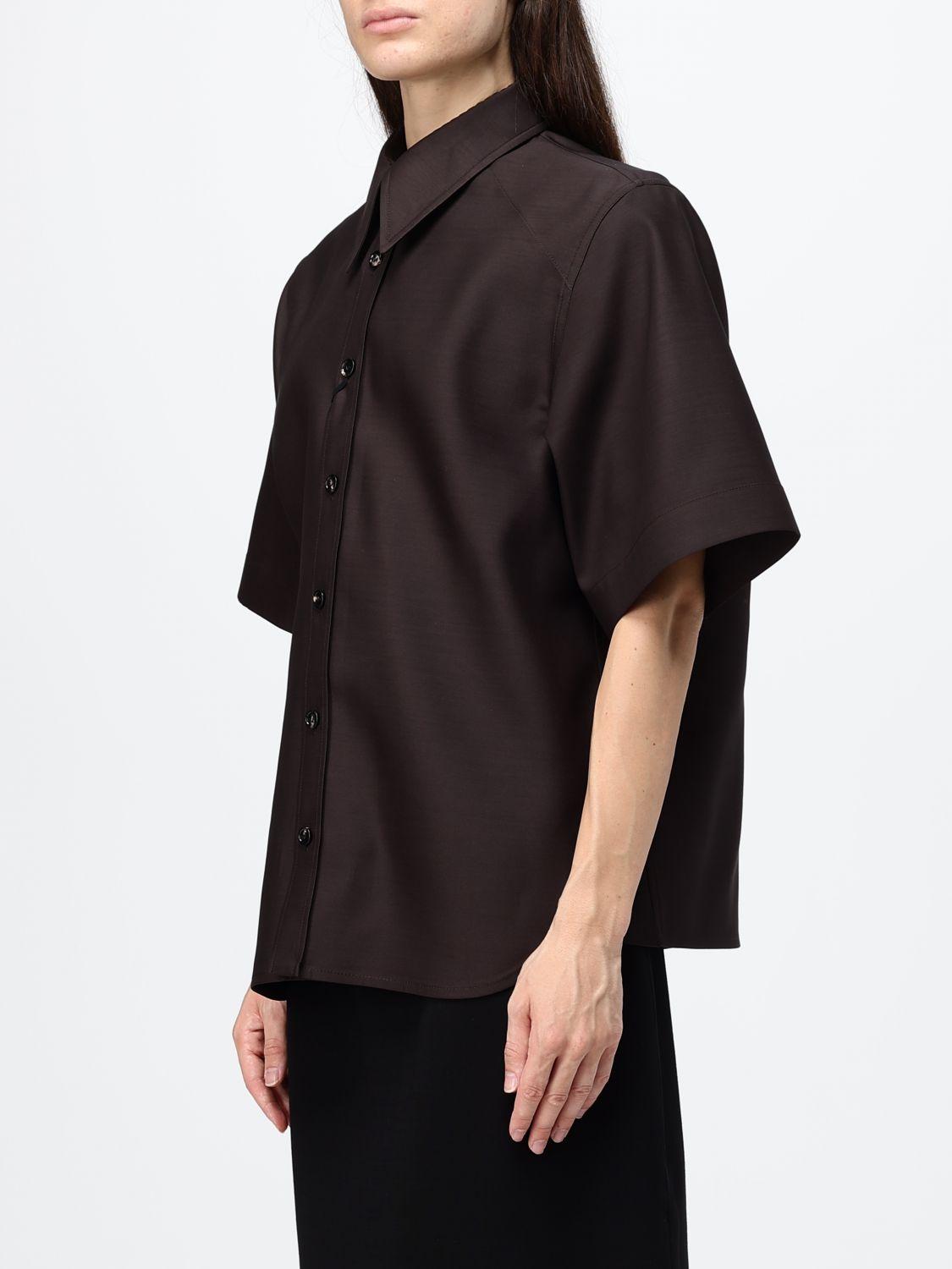 Bottega Veneta Long Sleeve Cotton Shirt Brown Women’s