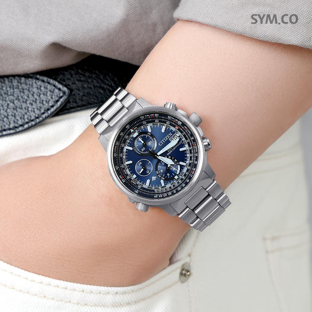 CITIZEN Promaster Chronograph Blue Dial Eco-Drive Men’s Metal Watch AT8300 58L