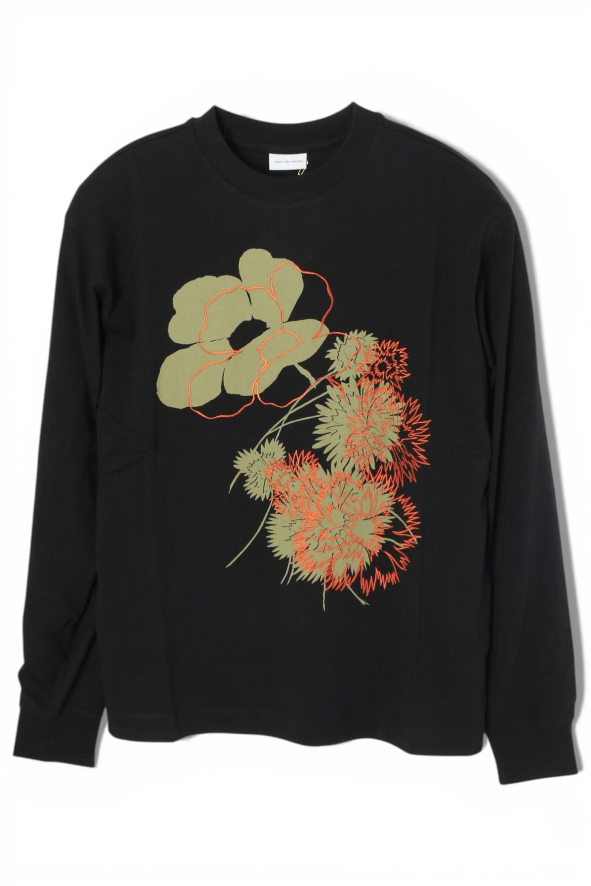 Dries Van Noten Black HEGRAD Embroidered Print Long Sleeve T-Shirt
