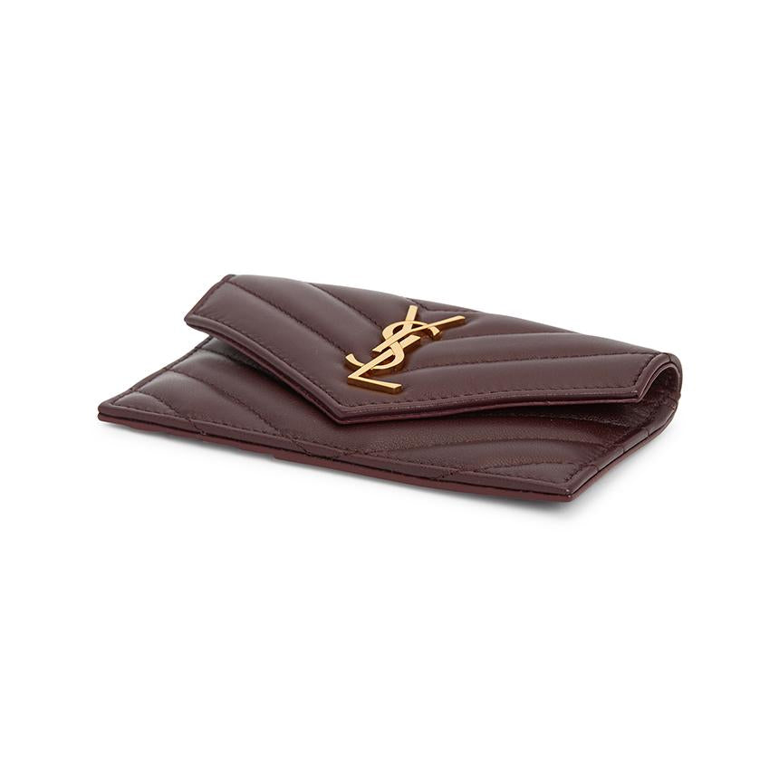 Saint Laurent Cassandra Fragment Leather Card Holder Wallet Un 612808 AAA44 6195